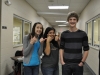Student hosts await the arrival of their guests.