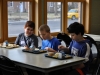 Students and visitors enjoying lunch.