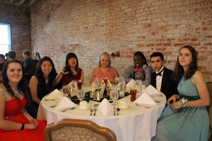 Table of senior girls, Ian and Elijah 
